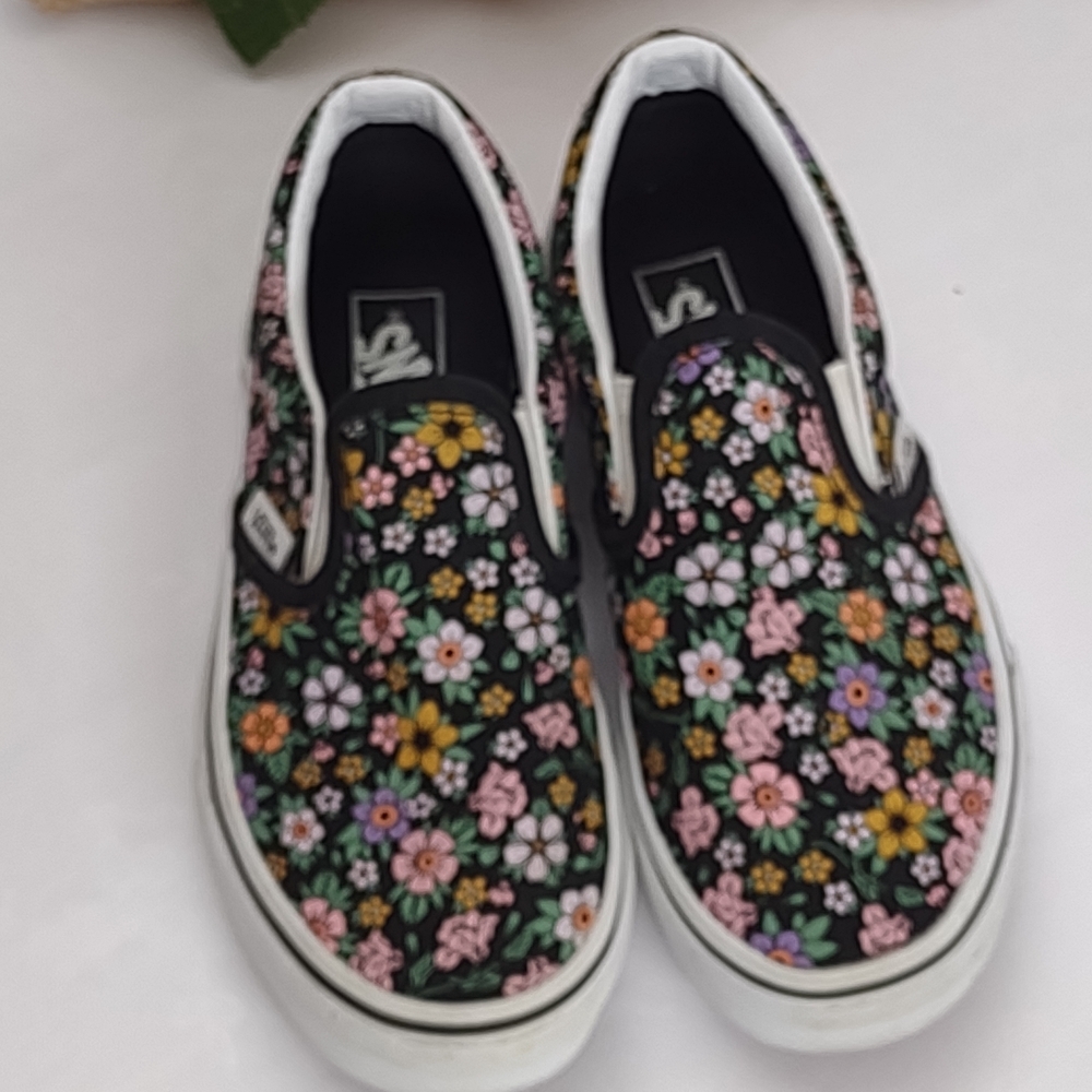 Vans Black Floral Kids Sneakers